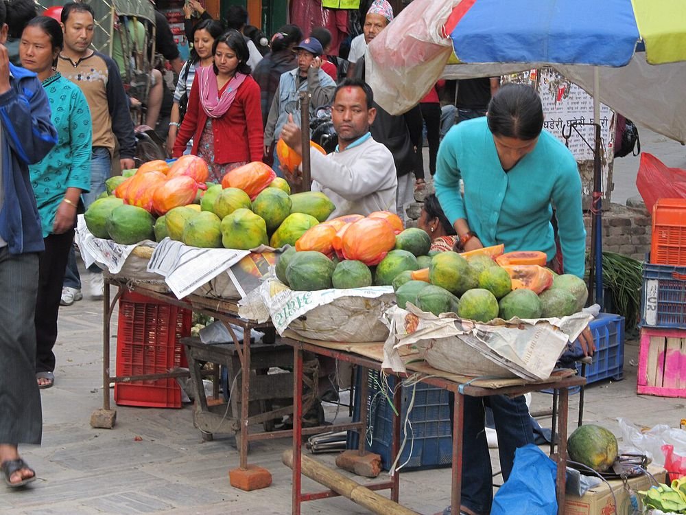 A fruit market in old Kathmandu