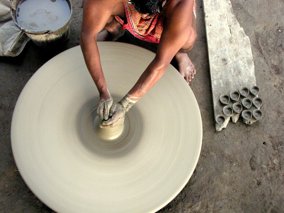A potter at the wheel